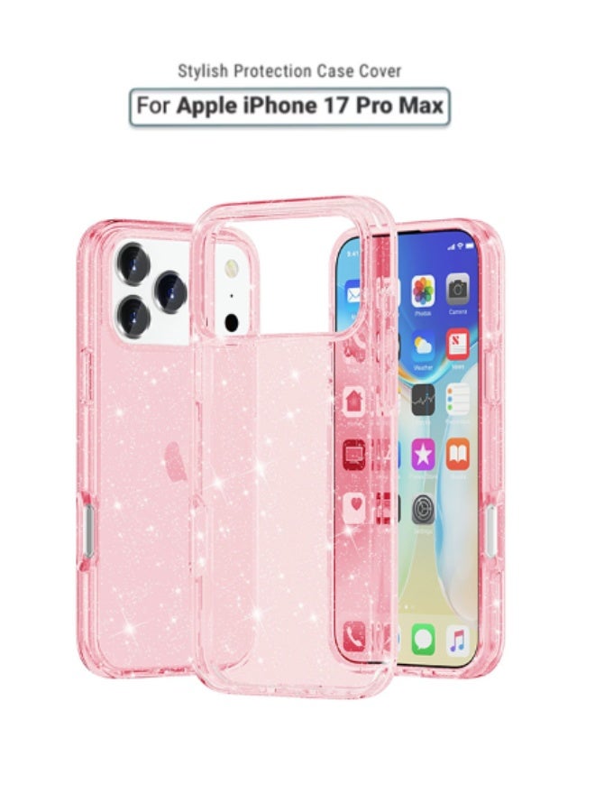 Compatible with iPhone 17 Pro Max Case Clear Glitter, Hard PC Back Shockproof Protective Bumper Cover, Sparkle Bling Sparkly Cute Slim Women Girls Phone Cases - Image 1